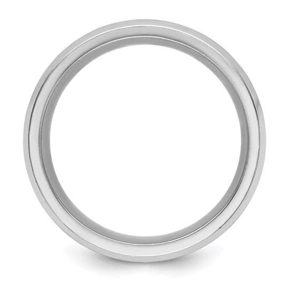 Chisel Cobalt Brushed & Polished with CZ Beveled 8mm Band - Picture 2 of 9